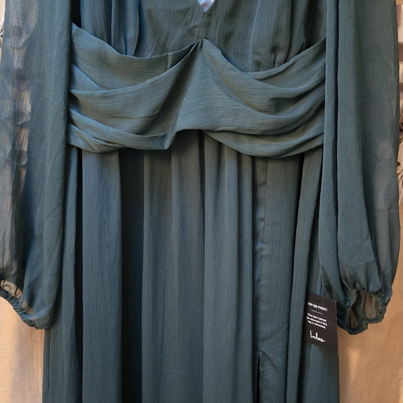 Lulu's Deep Teal Long Sleeve Dress - Picture 3 of 5